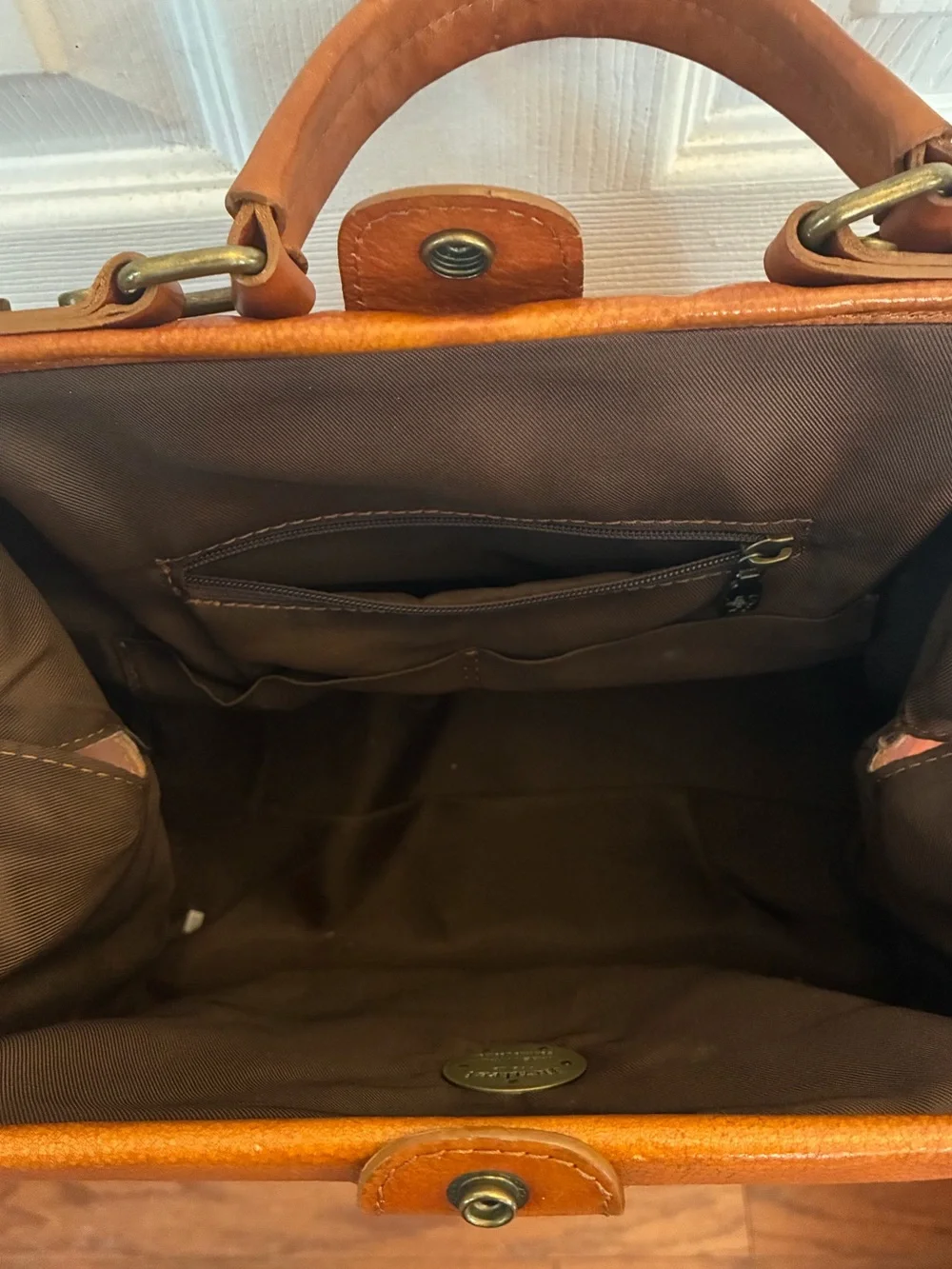 Pratesi Firenze Monteriggioni Cognac Leather Doctor Satchel Bag Italy B174